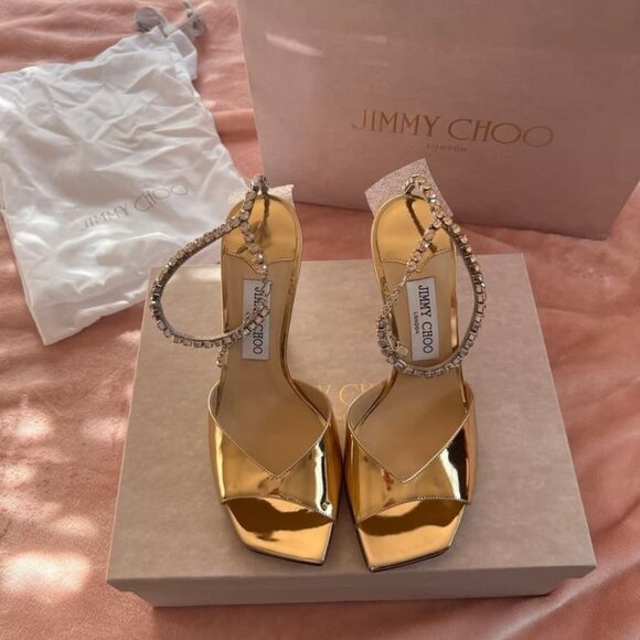 Jimmy Choo Shoes - Jimmy Choo gold high-heeled sandals